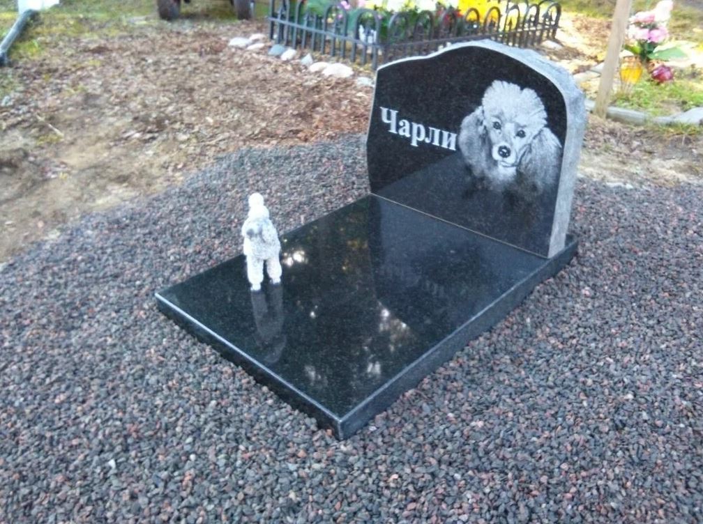 памятник пудилю на могиле кладбища для животных