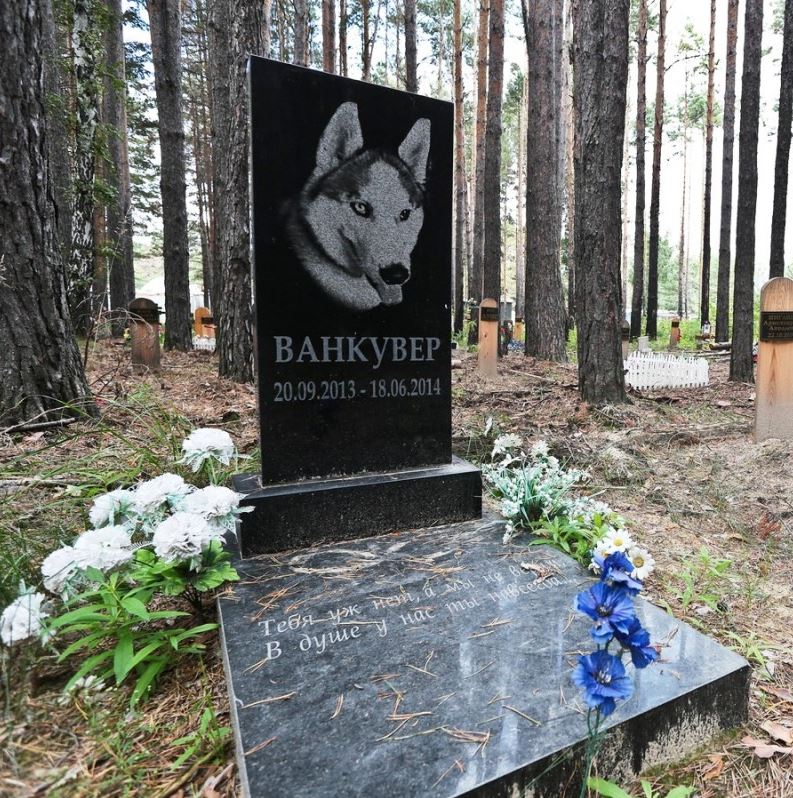 памятник овчарке на могиле кладбища для животных