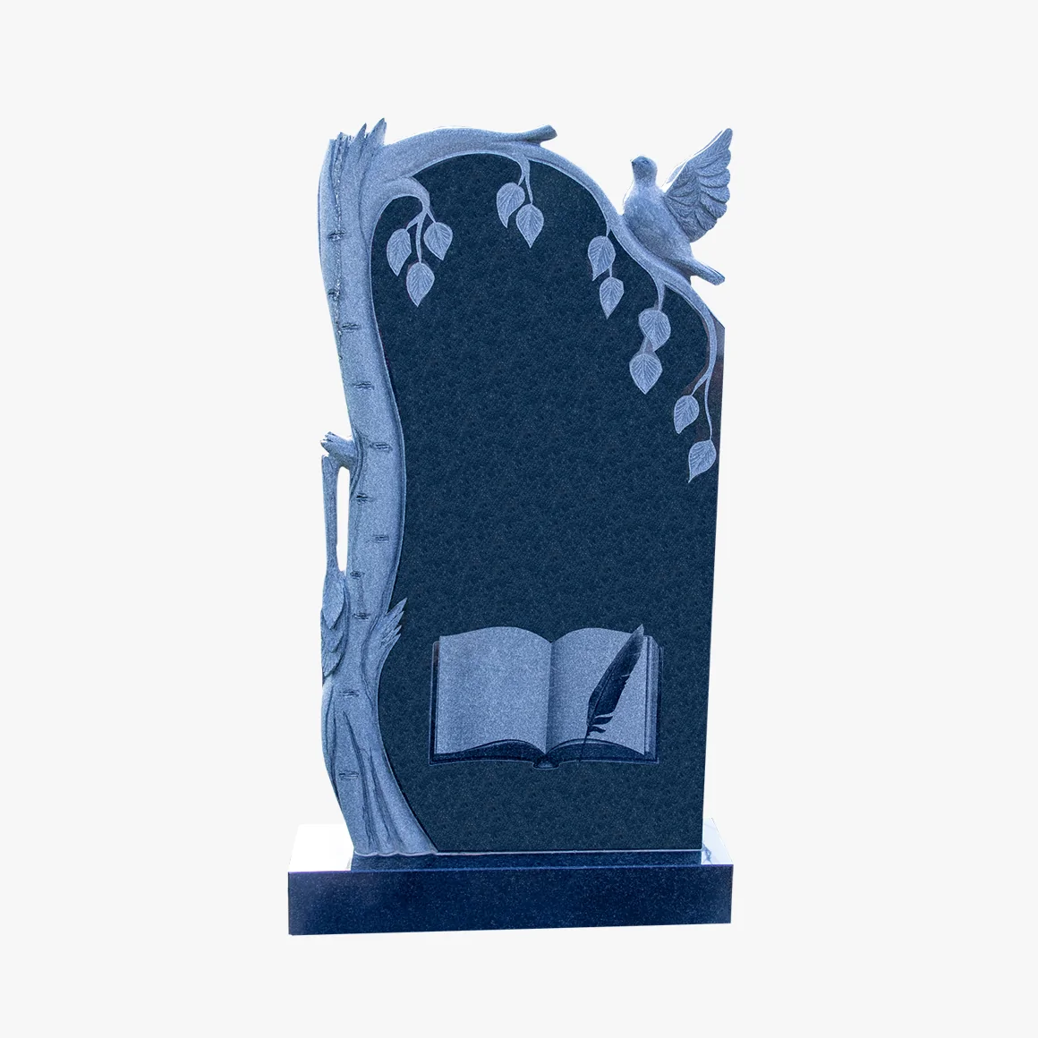 памятник из гранита на могиле с гравировкой книги на плите